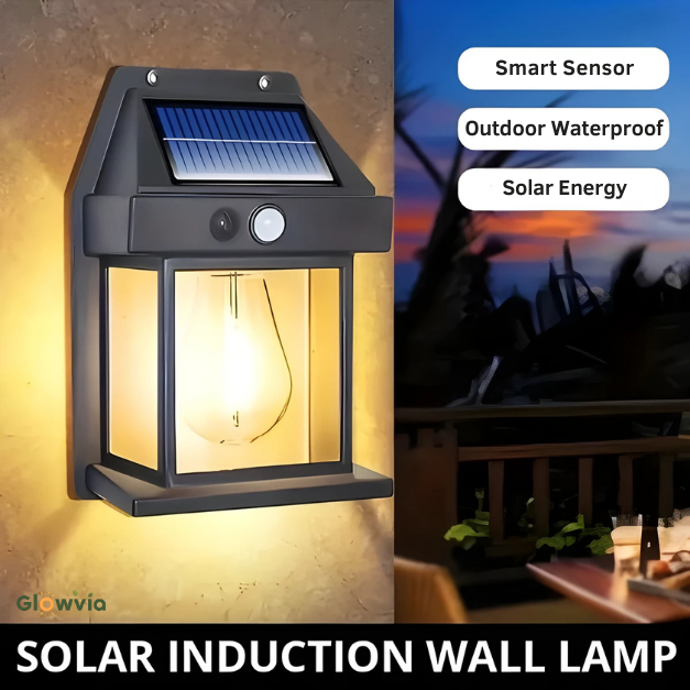 Glowvia Solar Wall Light - 3 Smart Modes, Motion Sensor, Auto-On at Night | Waterproof Outdoor Lamp for Doors & Porches